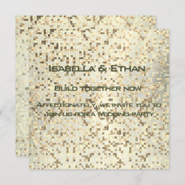 Invitación Sepia borrosa y pequeños cuadros o azulejos beige