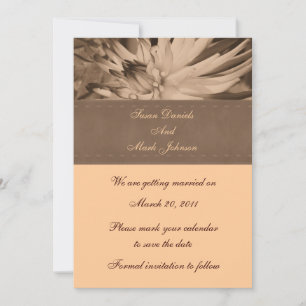 Invitación Sepia Dahlia Flower Wedding Save The Date