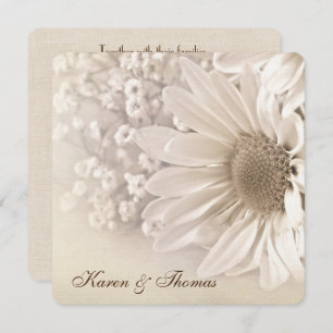 Invitación Sepia Daisy Wedding Invite
