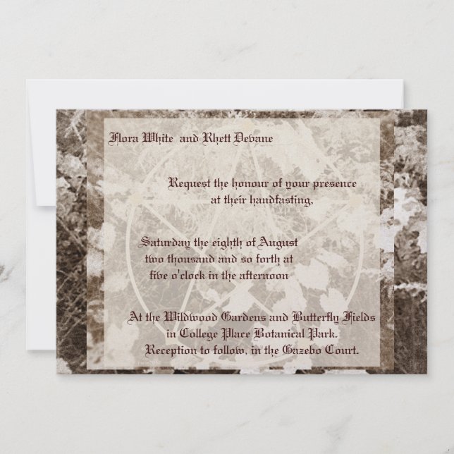 Invitación Sepia Grapevine Boda/Handfasting Pentacle Suite (Anverso)