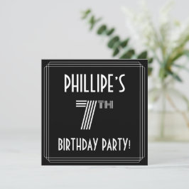 Invitación Séptima fiesta de cumpleaños: Art Deco Style con n