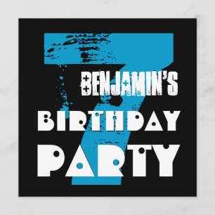 Invitación Séptima fiesta de cumpleaños Diseño de Grunge de 7
