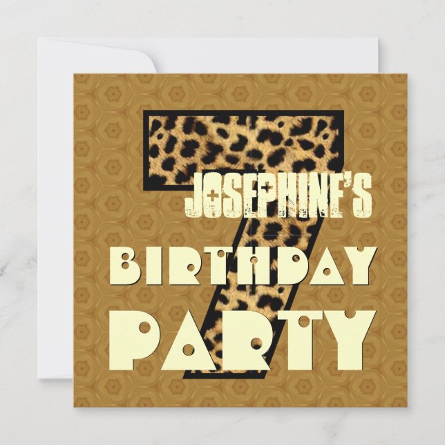 Invitación Séptima fiesta de cumpleaños Diseño Grunge de 7 añ (Anverso)