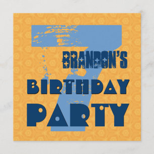 Invitación Séptima fiesta de cumpleaños Diseño Grunge V2 de 7