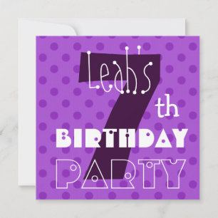 Invitación Séptima fiesta de cumpleaños para el patrón de pun