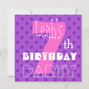 Invitación Séptima fiesta de cumpleaños para el patrón de pun