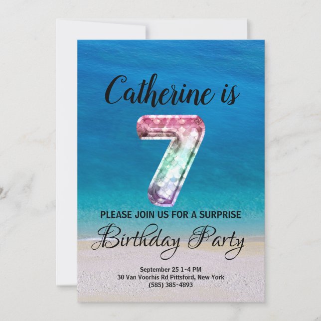 Invitación Séptimo cumpleaños (Anverso)
