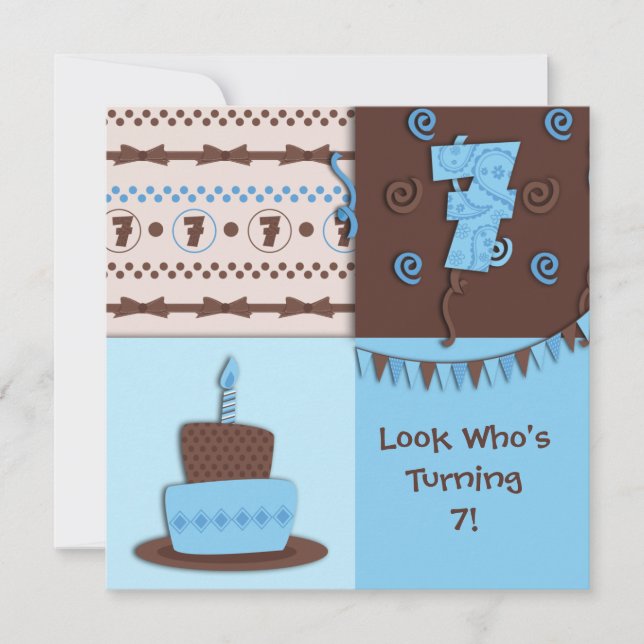 Invitación Séptimo cumpleaños: Niño:Invitación (Anverso)