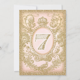 Invitación Séptimo cumpleaños, una princesa de tiempo