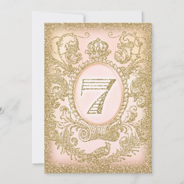 Invitación Séptimo cumpleaños, una princesa de tiempo (Anverso)