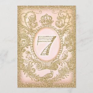 Invitación Séptimo cumpleaños, una princesa de tiempo