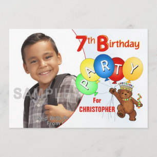 Invitación Séptimo partido de cumpleaños, Royal Teddy Bear