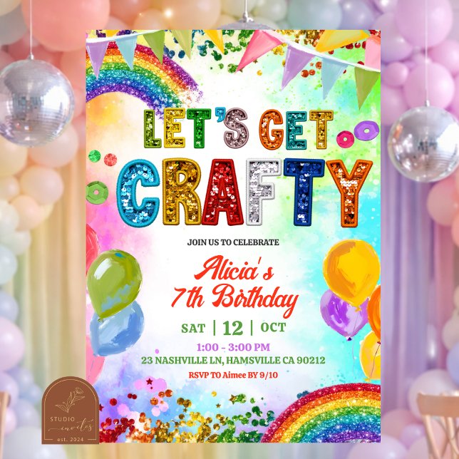 Invitación Sequins Glitter Colorful Sequin Craft Party (Subido por el creador)