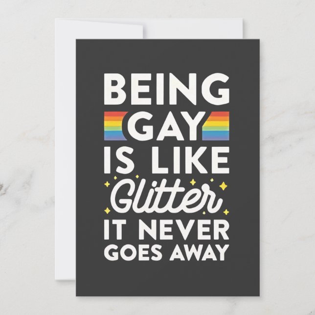 Invitación Ser gay es como Purpurina, nunca se va (Anverso)
