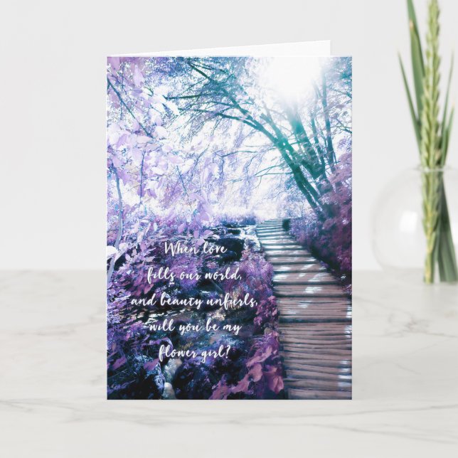 Invitación ser mi chica floral encantado bosque (Anverso)