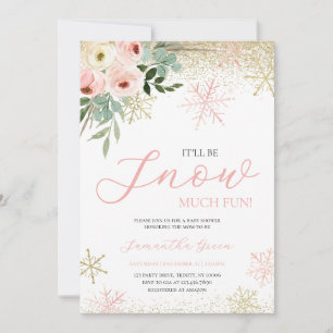 Invitación Será el Chica de Nieve Mucha Diversión Baby Shower