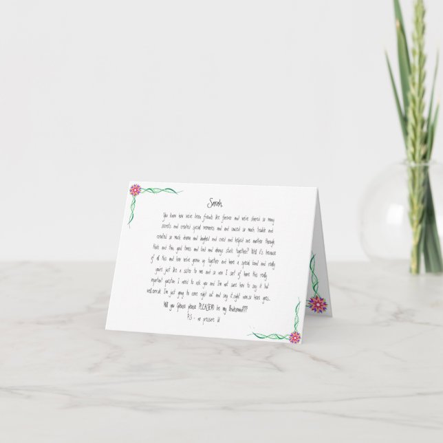 Invitación será mi dama de honor el nombre personalizado de l (Anverso)