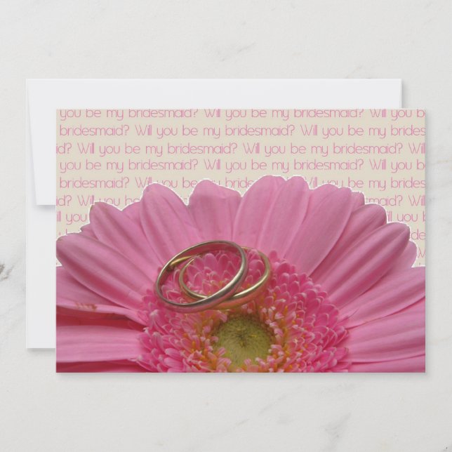 Invitación será mi dama de honor gerbera rosa en la carta (Anverso)