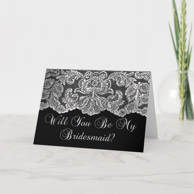 Invitación será mi dama de honor negro y blanco (Anverso)