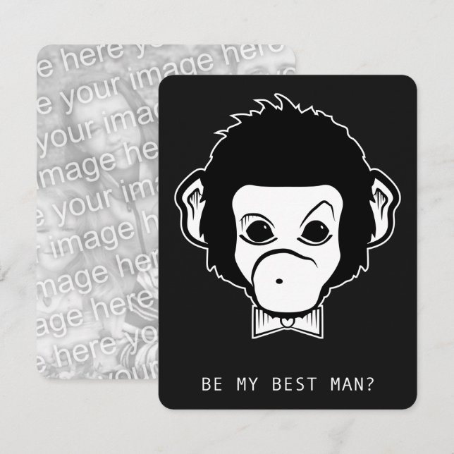 Invitación ¿será mi mejor hombre, señor mono? (Anverso / Reverso)