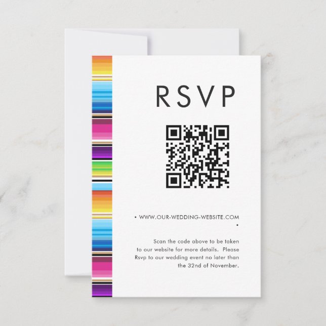 Invitación Serape Sol Stripes | código QR boda RSVP (Anverso)