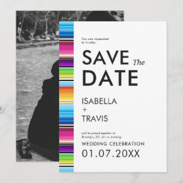 Invitación Serape Spring Stripes | Foto Guardar la fecha