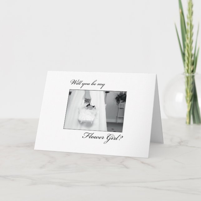 Invitación ¿Serás Dama de Flores, Colección Negro, Blanco (Anverso)