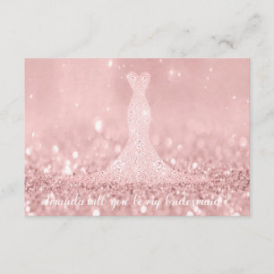 Invitación ¿Serás Dama de Honor Vestido de Diamante de Frijol