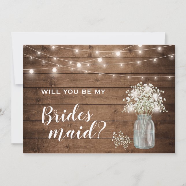 Invitación ¿Serás la dama de honor de mi bebé Mason Jar? (Anverso)