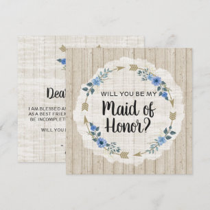Invitación ¿Serás la Dama de Honor Flechas Rústicas Boho