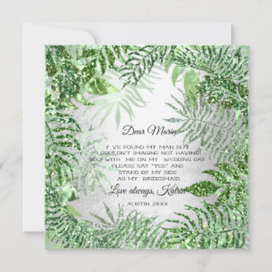 Invitación ¿Serás la dama de honor Purpurina tropical Mint Si