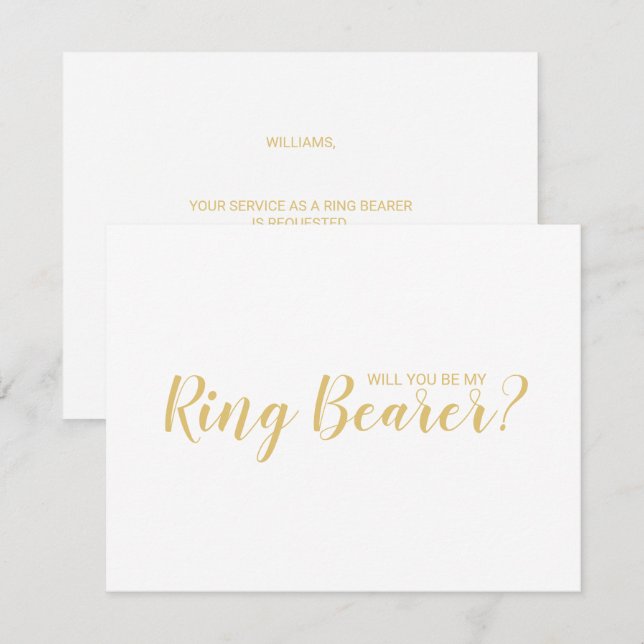 Invitación ¿Serás Mi Anillo? Oro de guión moderno (Anverso / Reverso)