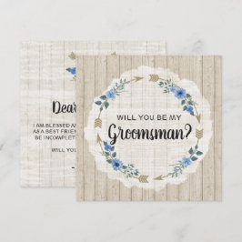 Invitación ¿Serás Mi Arreglo Rústico De Boho De Groomsman?