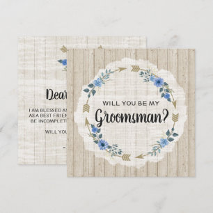 Invitación ¿Serás Mi Arreglo Rústico De Boho De Groomsman?