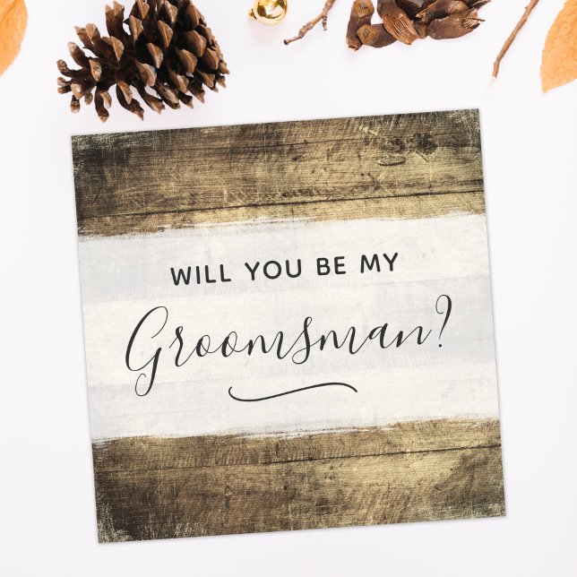 Invitación ¿Serás Mi Boda De Granja De Madera Rústica Groomsm (Subido por el creador)