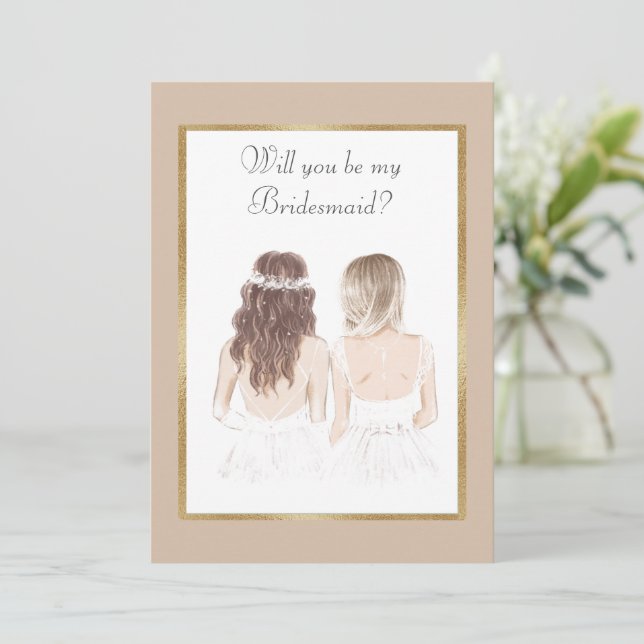 Invitación ¿Serás Mi Boda De Novias? (Anverso de pie)