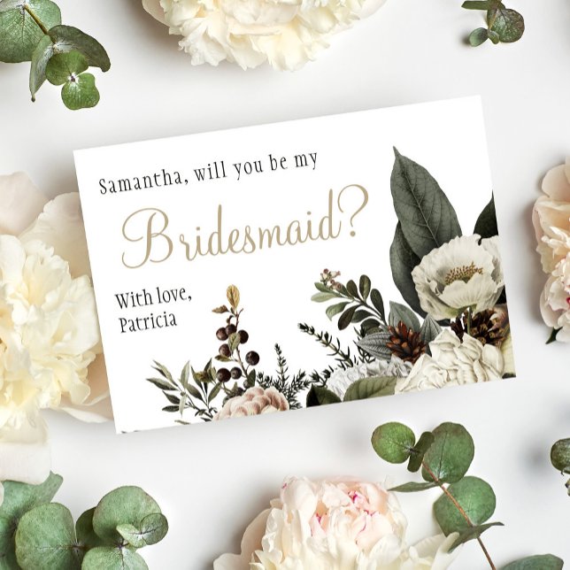 Invitación ¿Serás mi boda floral de invierno de la dama de ho (Subido por el creador)