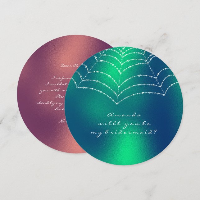 Invitación Serás Mi Bridesmaid Copper Green Dewy Web (Anverso / Reverso)