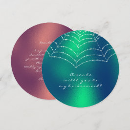 Invitación Serás Mi Bridesmaid Copper Green Dewy Web