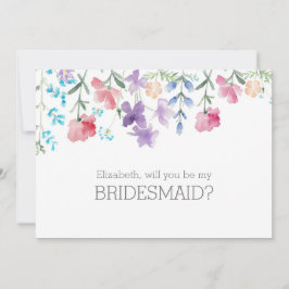 Invitación Serás mi Bridesmaid Floral Watercolor