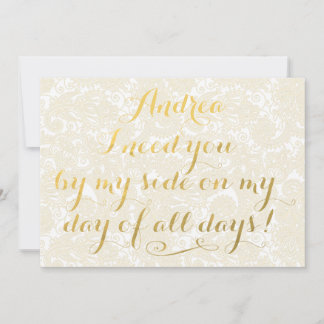 Invitación ¿Serás Mi Bridesmaid Gold Calligraphy?