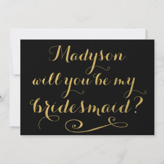 Invitación ¿Serás Mi Bridesmaid Gold Calligraphy?