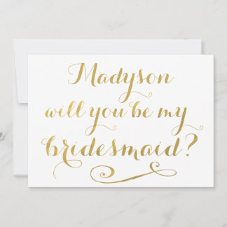 Invitación ¿Serás Mi Bridesmaid Gold Calligraphy?