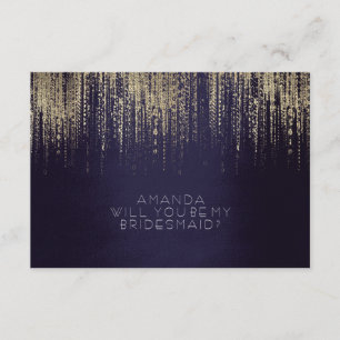 Invitación ¿Serás Mi Bridesmaid Gold Rain Navy?
