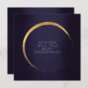 Invitación ¿Serás Mi Bridesmaid Golden Circle Navy?