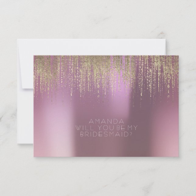 Invitación ¿Serás Mi Bridesmaid Golden Rain Lilac Mauve (Anverso)