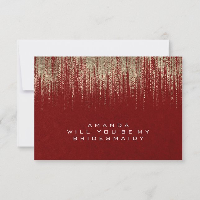 Invitación ¿Serás Mi Bridesmaid Golden Red Kraft? (Anverso)