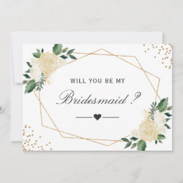 Invitación ¿Serás Mi Bridesmaid Greenerenery Gold Floral