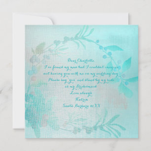 Invitación Serás Mi Bridesmaid Ocean Aqua Blue