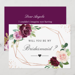 Invitación ¿Serás Mi Bridesmaid Plum Purple Floral